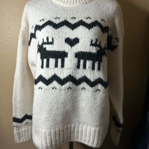 H&M Cream Sweater with Black Accents